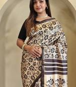 Cream Dola Viscose Digital Printed Saree