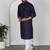Chikankari embroidered cotton navy blue kurta and pyjamas