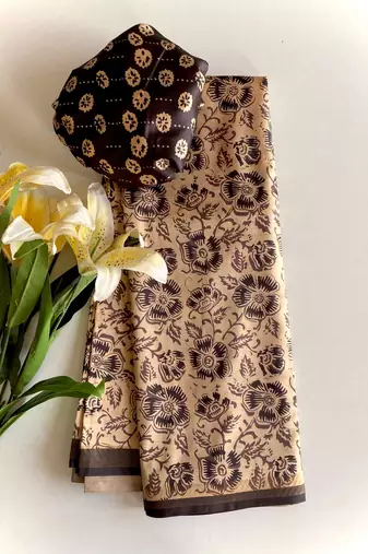 Cream Dola Viscose Digital Printed Saree
