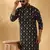 Cotton blend geometric printed black kurta and pyjamas
