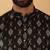 Cotton blend geometric printed black kurta and pyjamas