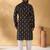 Cotton blend geometric printed black kurta and pyjamas