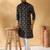 Cotton blend geometric printed black kurta and pyjamas
