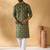 Cotton blend geometric printed green kurta and pyjamas