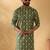 Cotton blend geometric printed green kurta and pyjamas