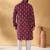 Cotton blend geometric printed maroon kurta and pyjamas