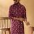 Cotton blend geometric printed maroon kurta and pyjamas
