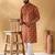 Cotton blend geometric printed rust kurta and pyjamas