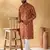 Cotton blend geometric printed rust kurta and pyjamas