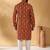 Cotton blend geometric printed rust kurta and pyjamas