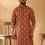 Cotton blend geometric printed rust kurta and pyjamas