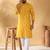 Cotton blend geometric printed yellow kurta and pyjamas