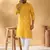 Cotton blend geometric printed yellow kurta and pyjamas