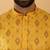 Cotton blend geometric printed yellow kurta and pyjamas