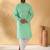 Cotton blend floral printed green kurta and pyjamas