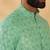 Cotton blend floral printed green kurta and pyjamas
