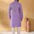 Cotton blend floral printed purple kurta and pyjamas