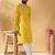 Cotton blend floral printed yellow kurta and pyjamas