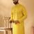 Cotton blend floral printed yellow kurta and pyjamas