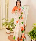 tricolour Republic day special linen saree with blouse piece