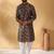 Silk blend abstract printed black kurta and pyjamas