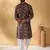 Silk blend abstract printed black kurta and pyjamas