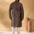 Silk blend abstract printed black kurta and pyjamas