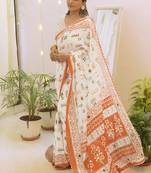 tricolour Republic day special linen saree with blouse piece