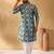 Silk blend abstract printed blue kurta and pyjamas