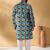 Silk blend abstract printed blue kurta and pyjamas
