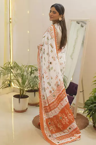 tricolour Republic day special linen saree with blouse piece