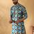 Silk blend abstract printed blue kurta and pyjamas