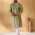 Silk blend abstract printed beige kurta and pyjamas