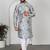 Silk blend floral printed blue kurta and pyjamas