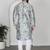 Silk blend floral printed blue kurta and pyjamas