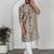 Silk blend floral printed beige kurta and pyjamas