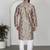 Silk blend floral printed beige kurta and pyjamas