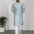 Silk blend floral printed sky blue kurta and pyjamas