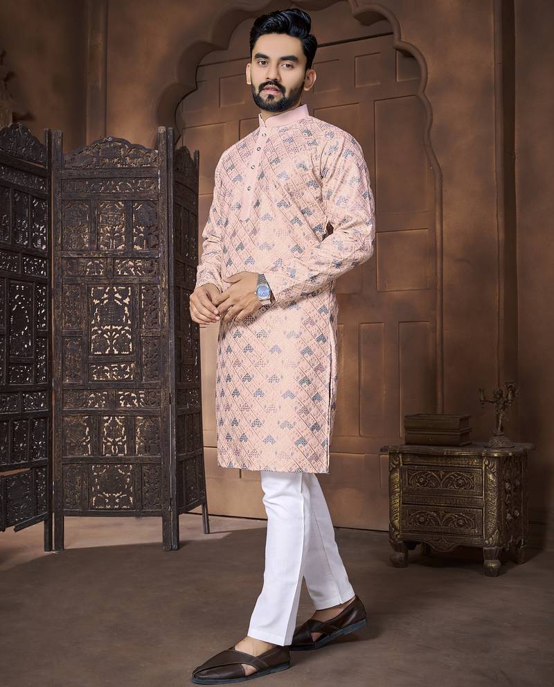 Onion embroidery thread work men's kurta and Pyjamas for Mens