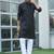 Cotton blend woven self desing black kurta and pyjamas
