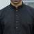 Cotton blend woven self desing black kurta and pyjamas