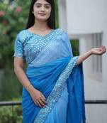 Blue dual Shaded Georgette Saree