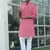 Cotton blend woven self desing pink kurta and pyjamas