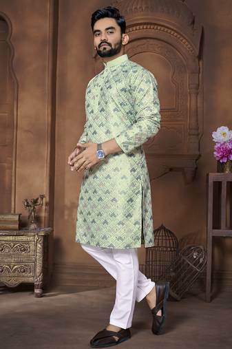 Pista embroidery thread work men's kurta and Pyjamas for Mens