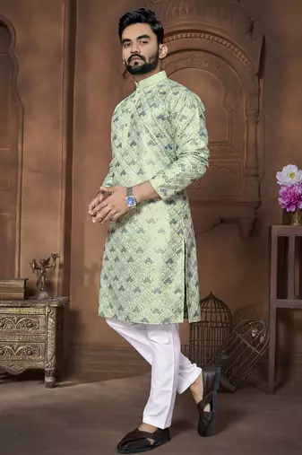 Pista embroidery thread work men's kurta and Pyjamas for Mens