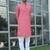 Cotton blend woven self desing pink kurta and pyjamas