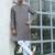Cotton blend woven self desing grey kurta and pyjamas