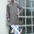 Cotton blend woven self desing grey kurta and pyjamas