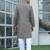 Cotton blend woven self desing grey kurta and pyjamas