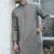Cotton blend woven self desing grey kurta and pyjamas